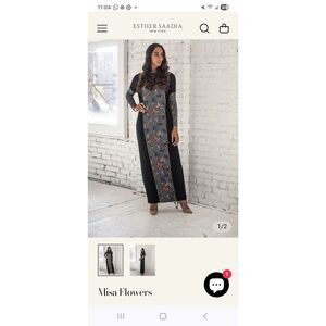 Mikah Misa Flowers Maxi Dress Large Modest Long Sleeve Colorblock Floral